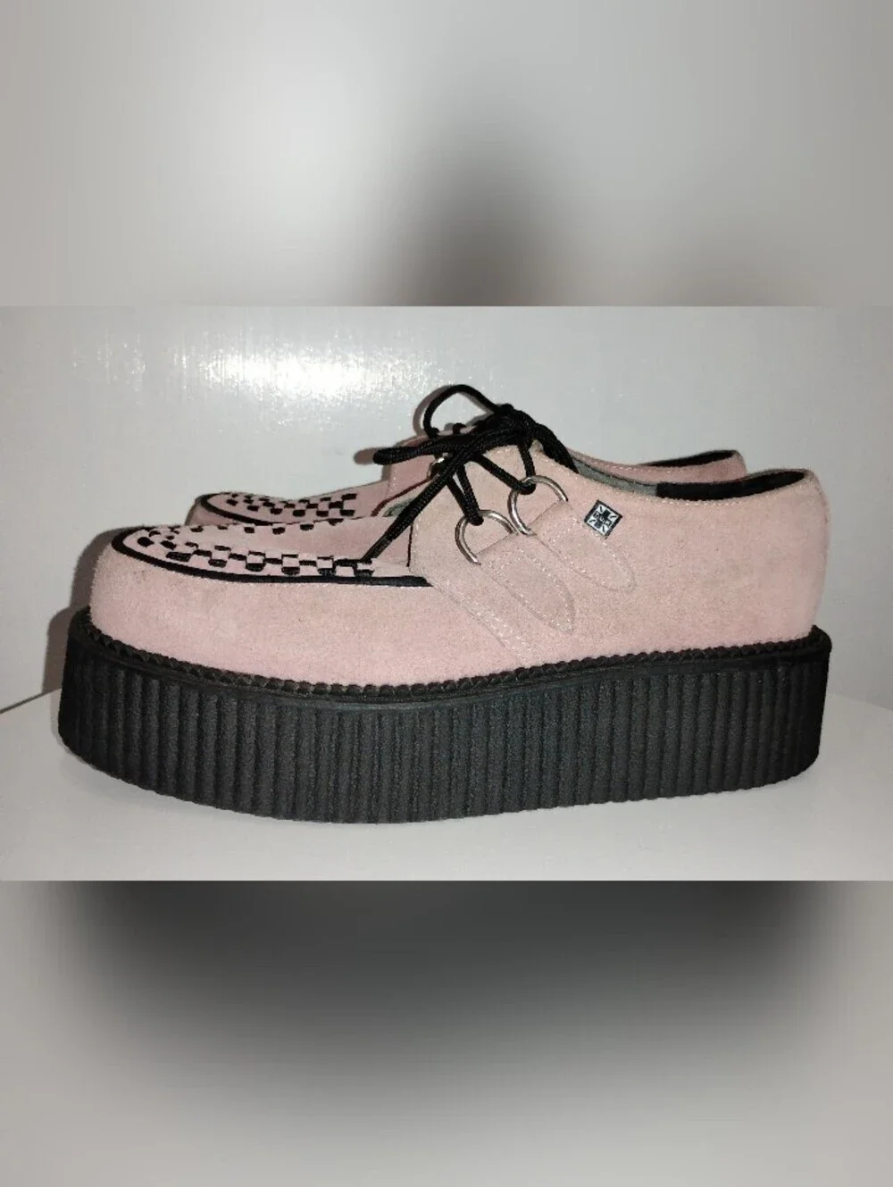 PINK SUEDE TUK PLATFORM CREEPERS